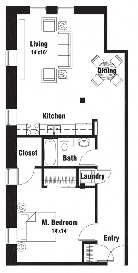 A9 Floor Plan at Riverpoint Lofts, Des Moines, IA  
